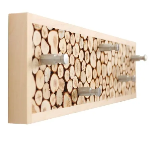 Woodman Kamsti Wandgarderobe mit 5 Haken aus massivem Holz - Wandgarderobe aus Holz, 5 verstellbare Haken, einfache hängende Montage – ideal für jeden Raum und stilvoll im Landhausstil.