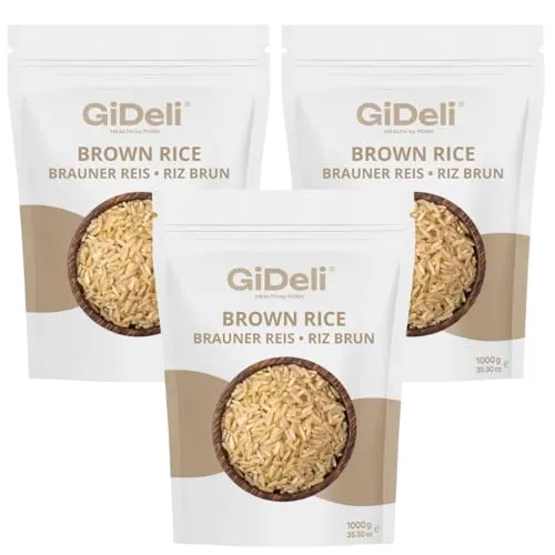 GiDeli Hochwertiger Brauner Reis, Brauner Reis Naturreis, Brown Rice Natural Premium (3kg)