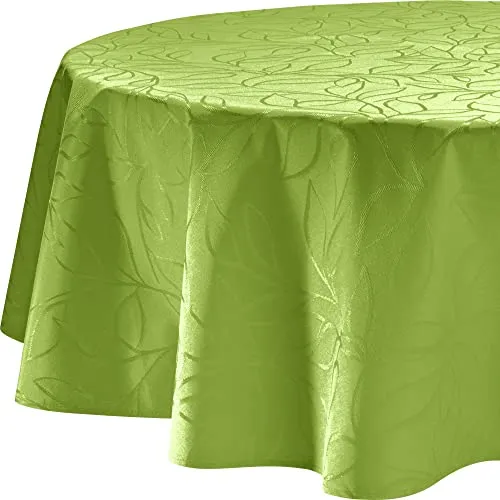 Erwin Müller Outdoor-Tischdecke Terrassa - Abwaschbar in Apfelgrün, Oval 140x190 cm - Tischdecken in Blätter-Design, abwaschbar und pflegeleicht aus 55% Polyester und 45% Baumwolle. Ideal für den Außenbereich!