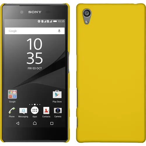 Hardcase für Sony Xperia Z5 Hülle gelb gummiert + 2 Schutzfolien
