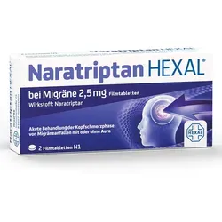 Naratriptan HEXAL 2,5mg bei Migräne - Arzneimittel zur effektiven Bekämpfung von Migränekopfschmerzen, wirkt schnell und gezielt mit einer Langzeitwirkung von bis zu 24 Stunden.