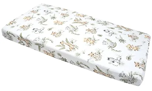 Medi Partners Spannbettlaken Spannbetttuch 60x120cm 100% Baumwolle Baby Bettwäsche Babymatratze Schlafsack Kinderbett Babybett (Safari)