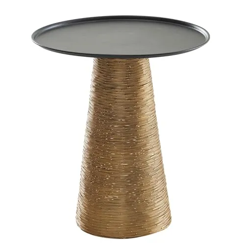 FINEBUY Beistelltisch FB82267 - Rund, Modern, Gold - Ablagetisch aus robustem Metall (40x40x45 cm), ideal für Getränke und Fernbedienungen, handgefertigt und einzigartig, perfekt für jedes Wohnzimmer.