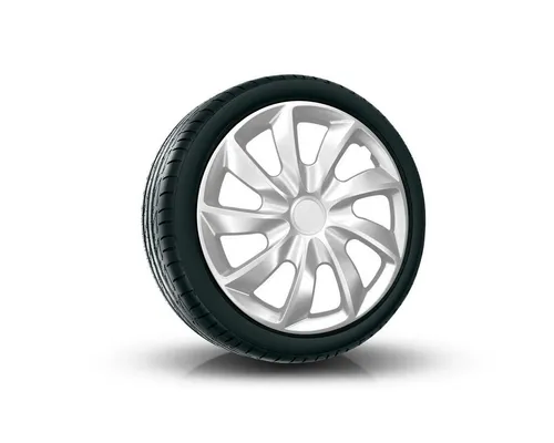 NRM Radkappe QUAD 15 Zoll in Silber - 4er Set - Radkappen aus robustem ABS Kunststoff, ideal für Stahlfelgen. Verleihen Sie Ihrem Fahrzeug einen frischen Look mit diesen eleganten, silbernen Radzierblenden.