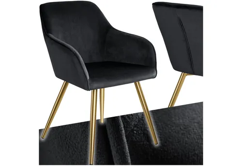 tectake® Esszimmerstuhl - Bequemer Sessel mit Armlehne, Samtstoff - Esszimmerstühle mit stilvollem Design und ergonomischer Rückenlehne für optimalen Sitzkomfort. Ideal für Wohnzimmer, Esszimmer oder Büro, robust und leicht montierbar.