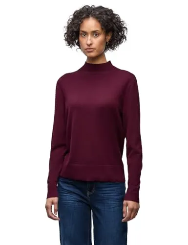 Street One Damen 3015674 Pullover mit Turtleneck in Noble Red - Eleganter Feinstrickpullover mit Turtleneck und Rippbündchen, ideal für stilvolle Looks. Perfekt für die kühle Jahreszeit und vielseitig kombinierbar.