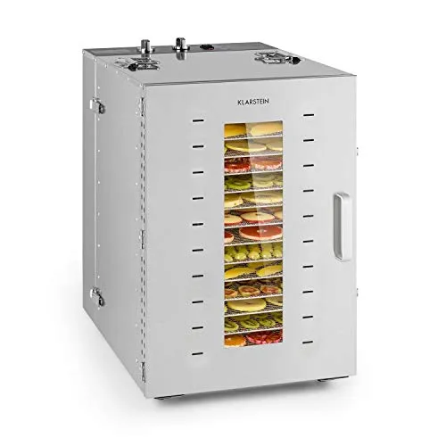 Klarstein Master Jerky Dörrautomat - Leistungsstarker Dehydrator mit 16 Einschüben - Dörrautomaten mit stufenlos regelbarer Temperatur von 40-90 °C und 15h-Timer für optimale Ergebnisse. Der Master Jerky sorgt für intensiven Geschmack und erhält wichtige Vitamine.