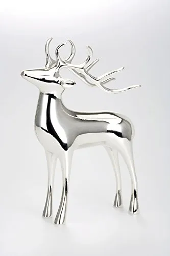 Weihnachtsdeko Rentier groß versilbert - Nussknacker, hochwertig versilbert und anlaufgeschützt, ideal für festliche Dekoration in der Weihnachtszeit.