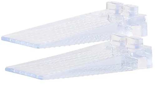 AGT Fensterkeil: 2er-Set transparente Kunststoff-Türkeile, 8,7 cm, stapelbar (Türstopper in Keilform, Anti-Rutsch-Türkeil, Kindersicherung)