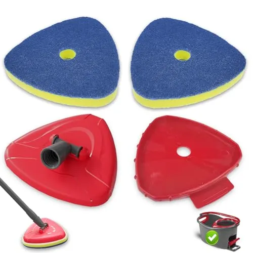 Stück Wischmopp Ersatzbezug für Vileda Turbo Spin Mop, Wischmop Wischer Ersatzköpfe mit 2 Scrubber Schwammbürsten 1 Basis und 1 Adapter für Badezimmer, Küche, Aquarium, Pool sowie mehr Oberflächen 2