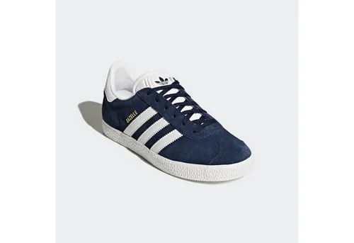 Adidas Gazelle Sneaker - Blau (Maruni/Ftwbla 000), 35.5 EU - Herren-Sneaker aus weichem Wildleder mit synthetischen Overlays, herausnehmbarer Innensohle und strukturierter Gummi-Außensohle für optimalen Halt und Komfort.
