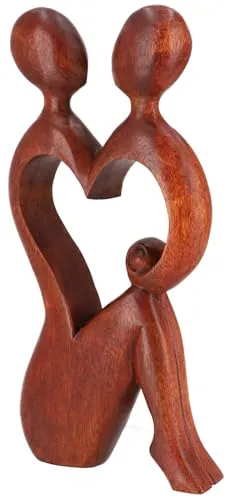 GURU SHOP Holzfigur, Statue, Deko Objekt Feng Shui 30 cm - Liebe/Dunkelbraun