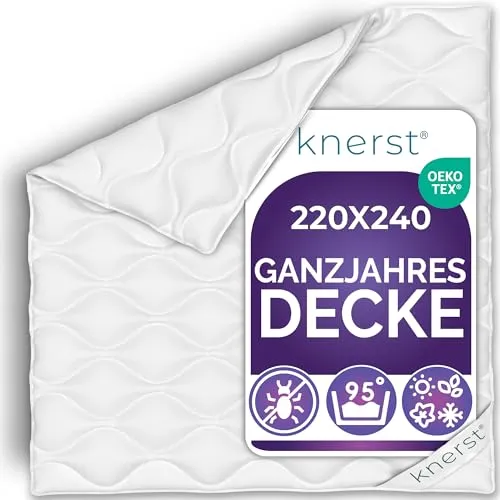 KNERST Microfaserbettdecke 4-Jahreszeiten - Bettdecken, allergikerfreundlich, atmungsaktiv und temperaturausgleichend für optimales Schlafklima in jeder Jahreszeit.