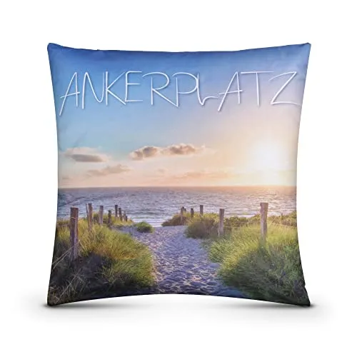 Bestlivings Outdoor Kissen (45 x 45 cm) Ankerplatz Dekokissen Fotodruck - Reißverschluss - Schmutz Wasserabweisend Garten - Abnehmbarer Kissenbezug