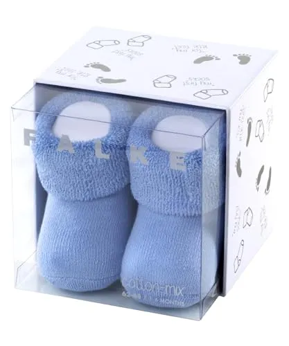 FALKE Unisex Baby Socken Erstling B So Baumwolle einfarbig 1 Paar, Blau Crystal Blue 6290, 50-56