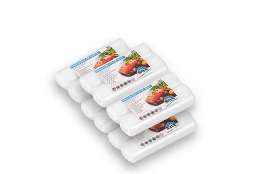 Bottini Vakuumier-Folienrollen - 10 Vakuumrollen 20 x 600 cm - Folienbeutel für alle Vakuumierer, besonders durchstoßfest mit einer Stärke von 105 µm, ideal zur Verlängerung der Haltbarkeit von Lebensmitteln und für Sous Vide geeignet.