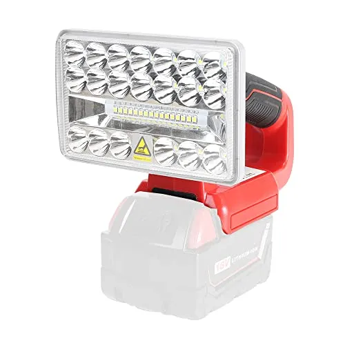 Hipoke 18V Akku LED Arbeitslicht Tragbarer Außenstrahler mit USB-Anschluss 18W 2000LM Taschenlampe Kompatibel mit Milwaukee M18 18V Li-Ion Akku 48111828 nur Licht