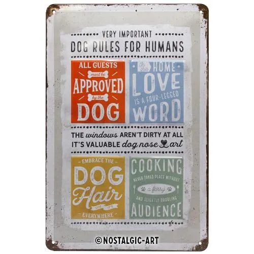 Produktbild Nostalgic-Art Retro Blechschild PfotenSchild – Dog Rules – Geschenk für Hunde-Besitzer, aus Metall, Vintage-Design zur Dekoration, 20 x 30 cm