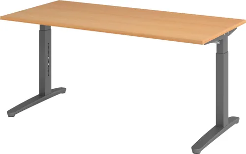 bümö Schreibtisch Serie-XB - Höhenverstellbar in Buche, 160 x 80 cm - Kinderschreibtische mit höhenverstellbarem Design, perfekt für wachsende Kinder und ergonomisches Arbeiten.