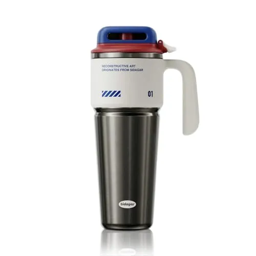 Sidagar Thermosflasche Mit Strohhalm 1000 ml, Thermoskanne Isolierflasche Isolierte Edelstahl Trinkflasche Sport Männer,100% Auslaufsicher, Doppelwandisolierung, BPA-Frei,optimal für Fitness,Weiß