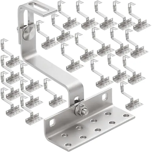 25x doitBau Solar Dachhaken für Ziegeldach PV Montageschiene Photovoltaik Modul Schrägdach Profil Montage Pfanne Ton Keramik Beton Befestigungshaken Edelstahl Pfannendach Unterkonstruktion Solarmodul