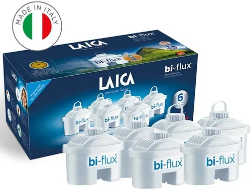 LAICA Filterkartusche bi-Flux F6M 6er Pack - Wasserfilterkartuschen für Trinkwasser, verbessert den Geschmack und entfernt Verunreinigungen für reines Trinkwasser.