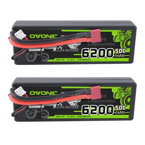 2X 50C 6200mAh 7.4V 2S Lipo Akku für RC Fahrzeuge - Hochleistungs-Lipo Akku mit 6200mAh für längere Laufzeiten, ideal für RC Autos, Helikopter und Boote. Perfekt für Hobbyisten, die maximale Leistung benötigen.