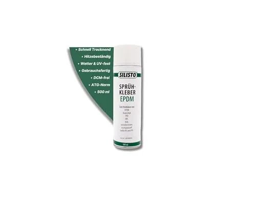 SILISTO Sprühkleber EPDM 500ml - Textilkleber, Bastelkleber, Schuhkleber, Stoffkleber, Lederkleber, Hitzebeständiger Kleber, Folienkleber auf Holz, Beton, Metall und andere Stoffe geeignet
