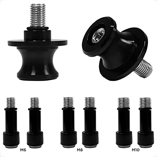 evermotor Bobbins Montageständer, M6X1mm, M8X1.25mm, M10X1.25mm, Schwarz | Universal CNC Aluminium Ständeraufnahme, für Sportmotorräder, Naked Bikes