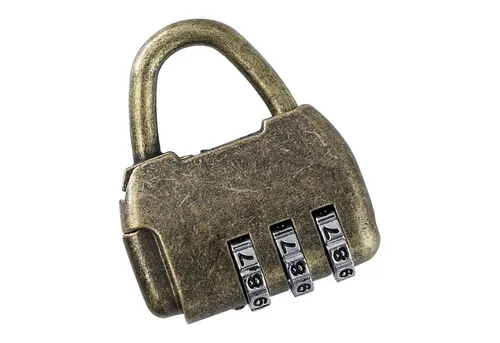 HMF Vorhängeschloss Vintage Zahlenschloss, Vorhängeschloss 3-Stellig, (1-tlg), 4,3 x 3,5 x 1,2 cm, kleines Dekoschloss, ideal für Tagebücher, Gold