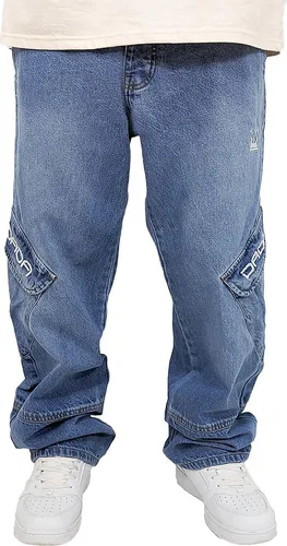 DADA Supreme Cargo Baggy Jeans mit Taschen und DADA Stitch – Größe 36W - Lässige Cargo Baggy Jeans mit tiefem Schritt und praktischen Seitentaschen. Aus 100 % Baumwolle für robusten Komfort. Perfekt für einen modernen Streetstyle mit funktionalen Details.