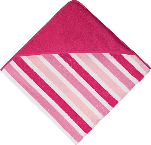 Erwin Müller Kinder-Kapuzenbadetuch, Kapuzenhandtuch Frottier rosa Größe 140x140 cm - saugstark, hautfreundlich, Streifen (weitere Größen)