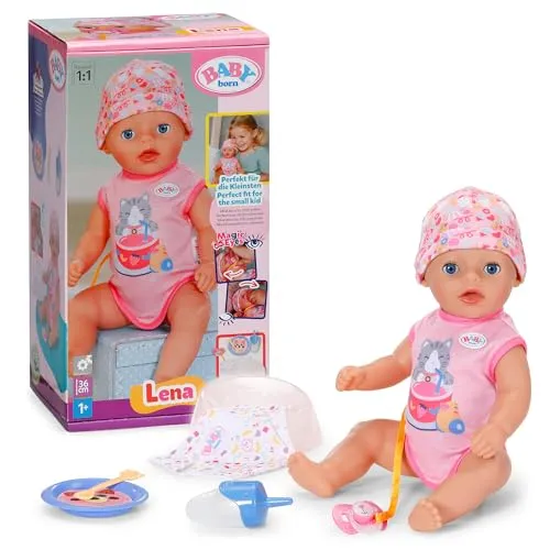BABY born Lena in pinken Strampler 36 cm – 7 Funktionen für interaktiven Spielspaß