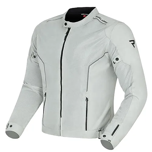 Rebelhorn Classic Mesh Jacke Grau M - Motorradjacke aus 450D Polyester und Mesh, ideal für sommerliche Fahrten. Mit verstellbaren Protektoren und reflektierenden Elementen für optimale Sicherheit und Sichtbarkeit.