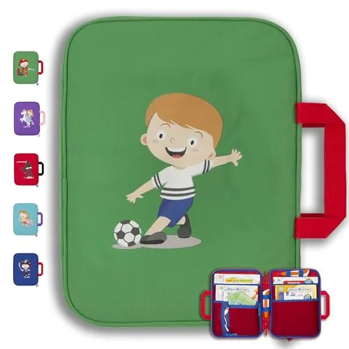 GRINSEZWERGE Tasche für TipToi im Fußballer Design I Aufbewahrung für TipToi Stift, Bücher & Zubehör I Kinder Tablet Tasche I Tragetasche für Edurino Figuren