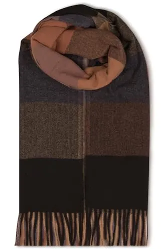 malito - Damen Modeschal - weicher XXL Viskosemix Schal - Winterschal Karo-Design modern & lang - Pashmina Stola Kaschmir S602 - (Braun kariert)
