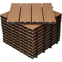 ECD Germany WPC Terrassendielen 30x30 cm - Wetterbeständige Terrassenfliesen mit Klicksystem, rutschfest und pflegeleicht - ideal für Balkon und Garten. Perfekte Lösung für stilvolle Außenbereiche.