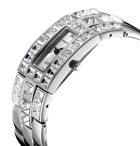 FIREFOX Edelstahl Armband Damenuhr S178 mit Zirkoniasteinen - Elegante Damenarmbanduhr aus Edelstahl mit glänzenden Zirkoniasteinen, 3 ATM wasserdicht und ideal für jeden Anlass.