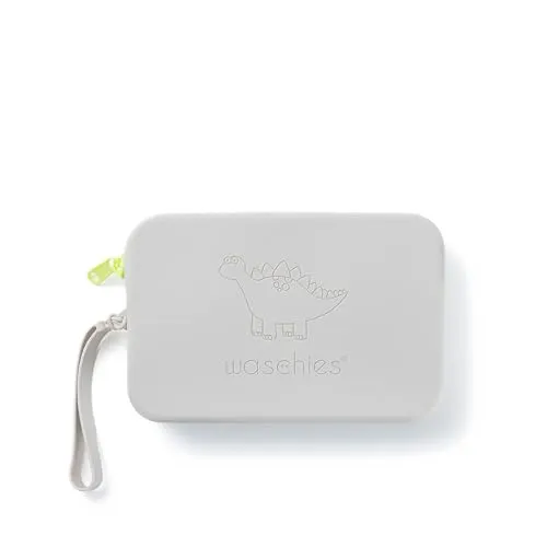 Waschies mittelgroßer Kulturbeutel in Grau – aus BPA-freiem Silikon – waschbar, wiederverwendbar & wasserabweisend – ideal für Hygieneartikel von Babys & Kindern auf Reisen und im Alltag