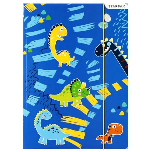 DINOSAURIER STARPAK LAMINIERT Sammelmappe mit Gummizug A4 für Jungen (Dinosaurier B)