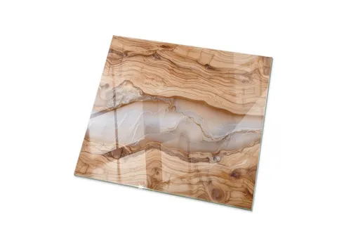 Tulup Couchtischplatte Naturholz mit Harz 60x60 cm - Elegante Glas-Tischplatte - Hochwertige Tulup Tischplatte aus gehärtetem Glas mit stilvollem Druck – hitzebeständig, pflegeleicht und vielseitig einsetzbar. Ideal für Esszimmer, Wohnzimmer oder Büro, sorgt für einen einzigartigen Charakter in jedem Raum.