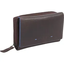 Leder Damenlangbörse braun-blau