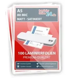 Laminierfolien A5, 2 x 80 Mic, matt