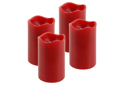 ToCi LED-Kerze 4er-Set mit Timer – Flammenlose Echtwachskerzen in Rot - LED-Kerzen für sichere, stimmungsvolle Beleuchtung ohne Feuergefahr! Mit integriertem Timer für automatisches Ein- und Ausschalten, ideal für jedes Zuhause.