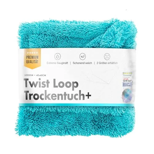 Chemicalworkz® Premium Mikrofaser Trockentuch 1600 GSM türkis 40x40cm - extrem saugstarkes Mikrofasertuch Autopflege | Fusselfrei, Streifen- & schlierenfreies Trocknen | Für Auto, Motorrad & Dusche