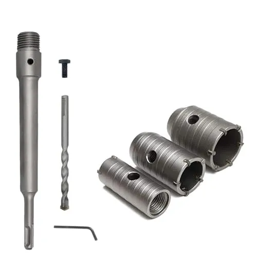 Rundgriff SDS Plus Schaft Betonwandbohrer Set - Bohrer-Set für Ziegelwände und Mauerwerk, ideal für Klimaanlagen-Installationen. Mit verschiedenen Kernbohrern und SDS+-Aufnahmen für präzises und vibrationsfreies Bohren.