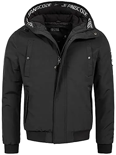 Indicode Herren Albany Jacke mit Kapuze | Herrenjacke Übergangsjacke für Männer Black, XL