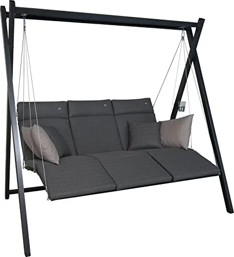 Hollywoodschaukel Relax Smart Stone - Gartenmöbel für Komfort pur: Die Relax Smart Hollywoodschaukel bietet Platz für drei Personen, ist ergonomisch geformt und mit abziehbaren, waschbaren Kissen ausgestattet.