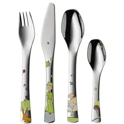 WMF Der kleine Prinz Kinderbesteck Set 4-teilig - Besteck-Set aus rostfreiem Cromargan Edelstahl, ideal für Kinder ab 6 Jahren. Mit bunten, kratzbeständigen Motiven und abgerundeten Kanten für sicheres Essen. Perfekt als Taufgeschenk oder zur Geburt!