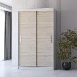 imoebel24 Schwebetürenschrank Neomi 04, Weiß/Sonoma Eiche